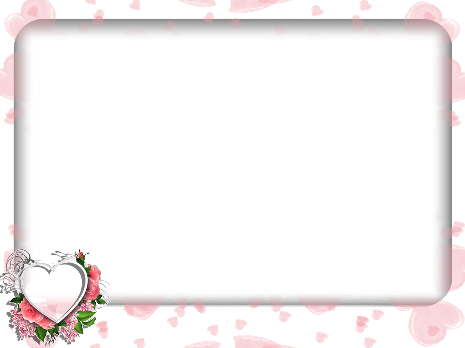 Pink Hearts & Roses Frame